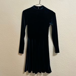 American Apparel Long Sleeve Backless Velvet Skater Dress